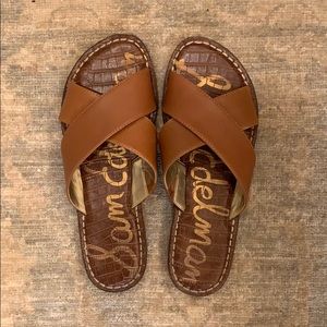 Sam Edelman Tan Cross Slides